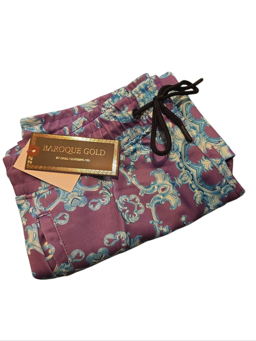 Baroque Gold by Drill Clothing Co. Men’s Luxury Swim Trunks - Small